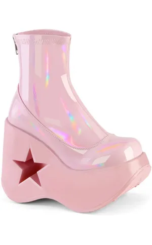 DYNAMITE-100 Baby Pink Holo Ankle Boots