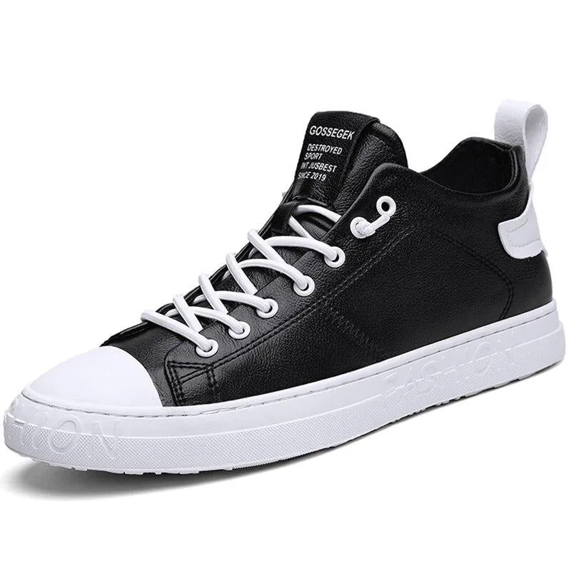 Fashion Breathable High Top Footwear Leather Hip Hop Sneakers