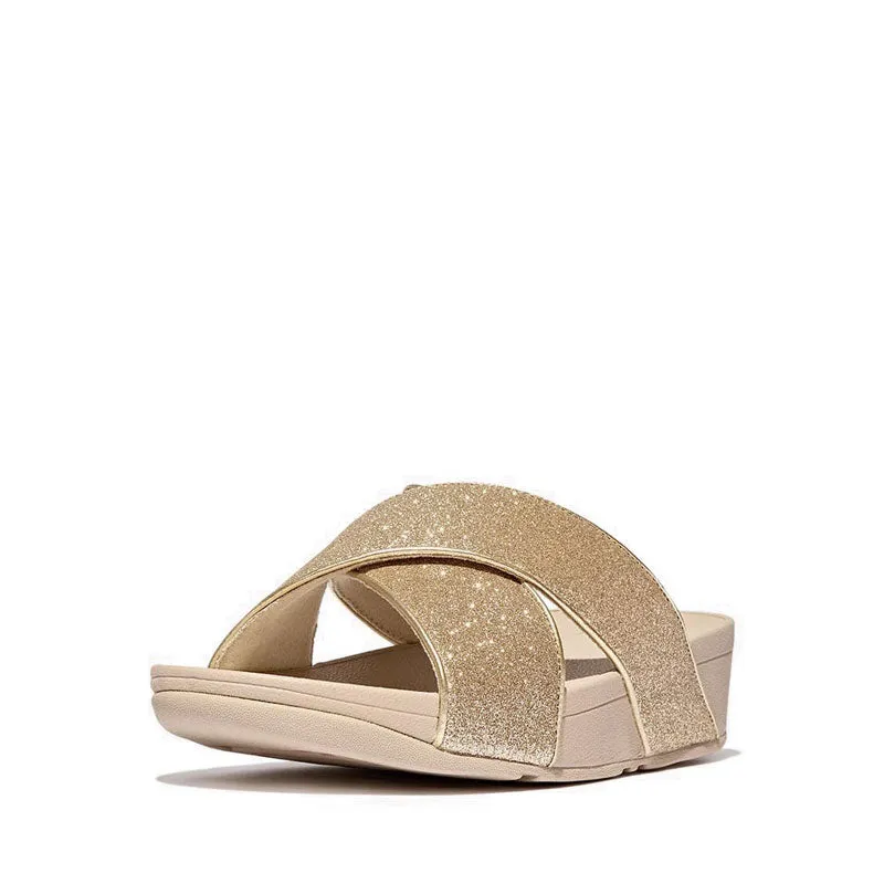 Fitflop Lulu Glitterdust Cross Slides - Platino