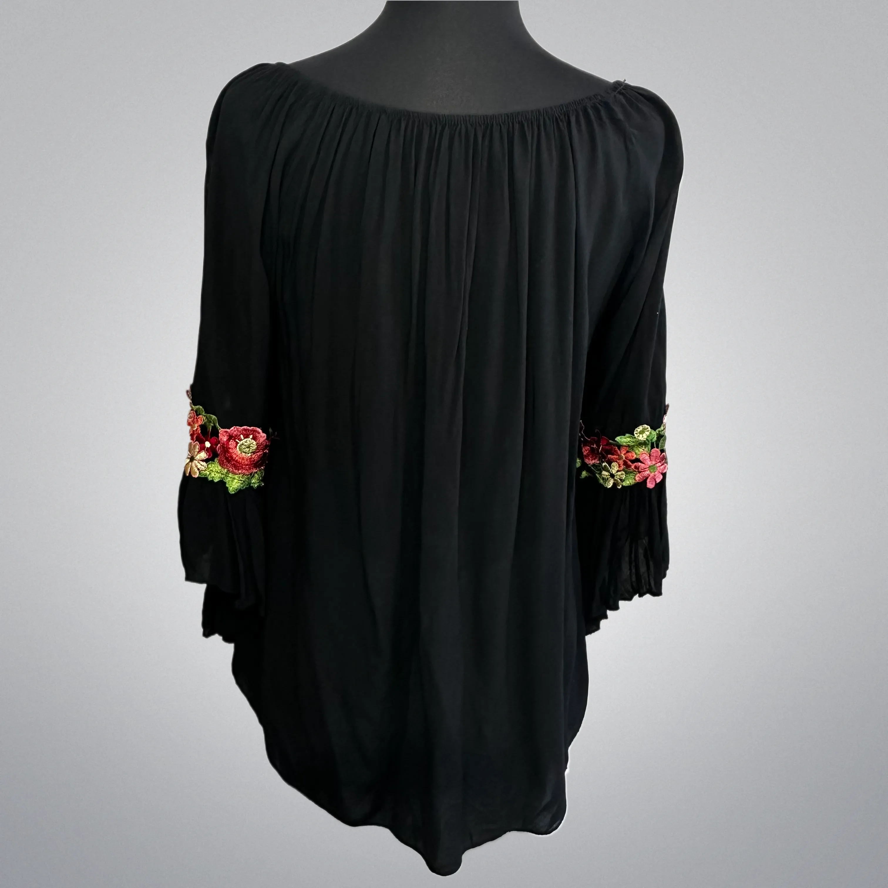 Floral Embroidery Gypsy Top