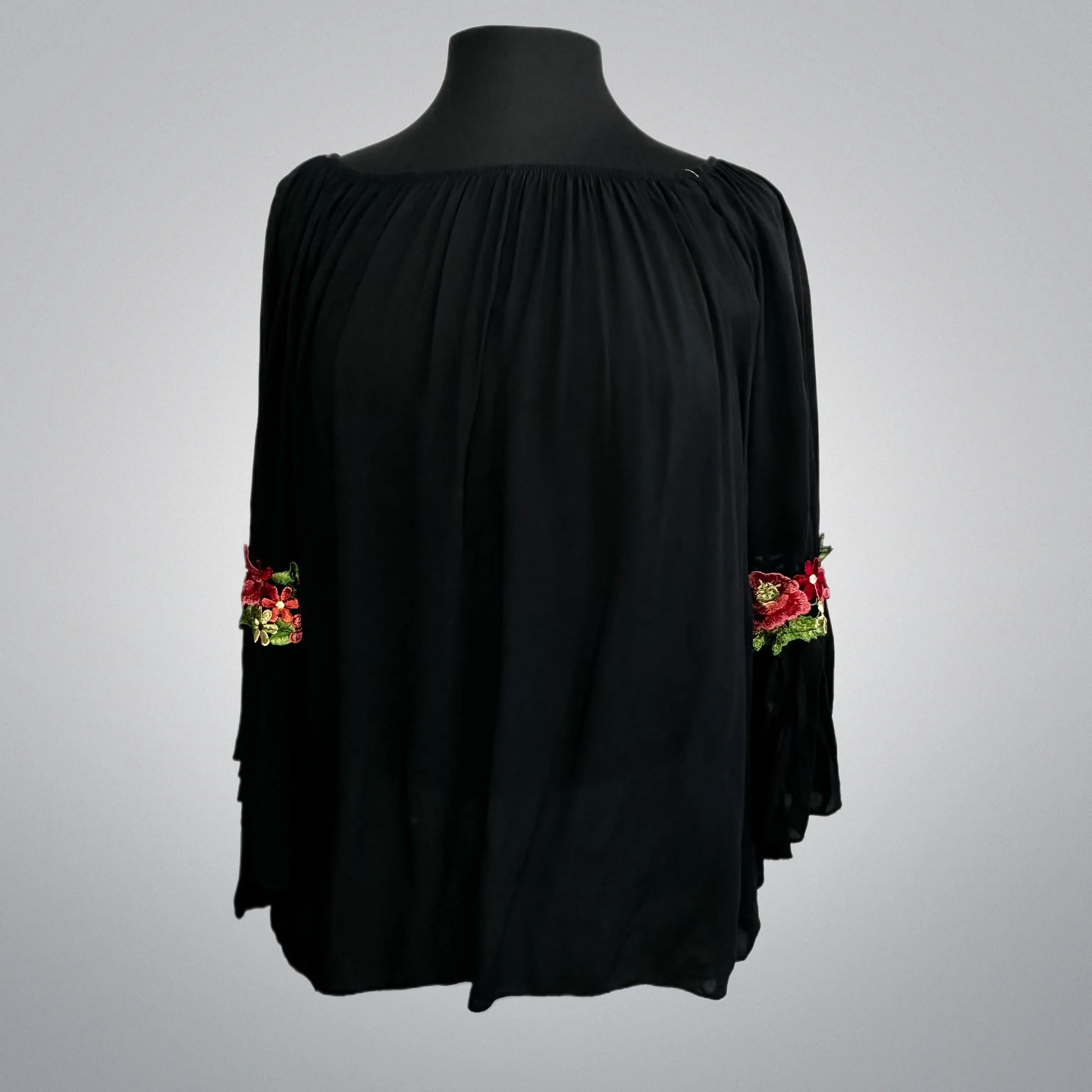 Floral Embroidery Gypsy Top