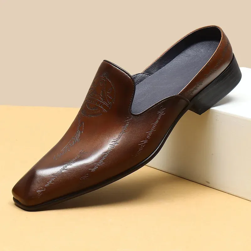 Genuine Leather Letter Mules Shoes