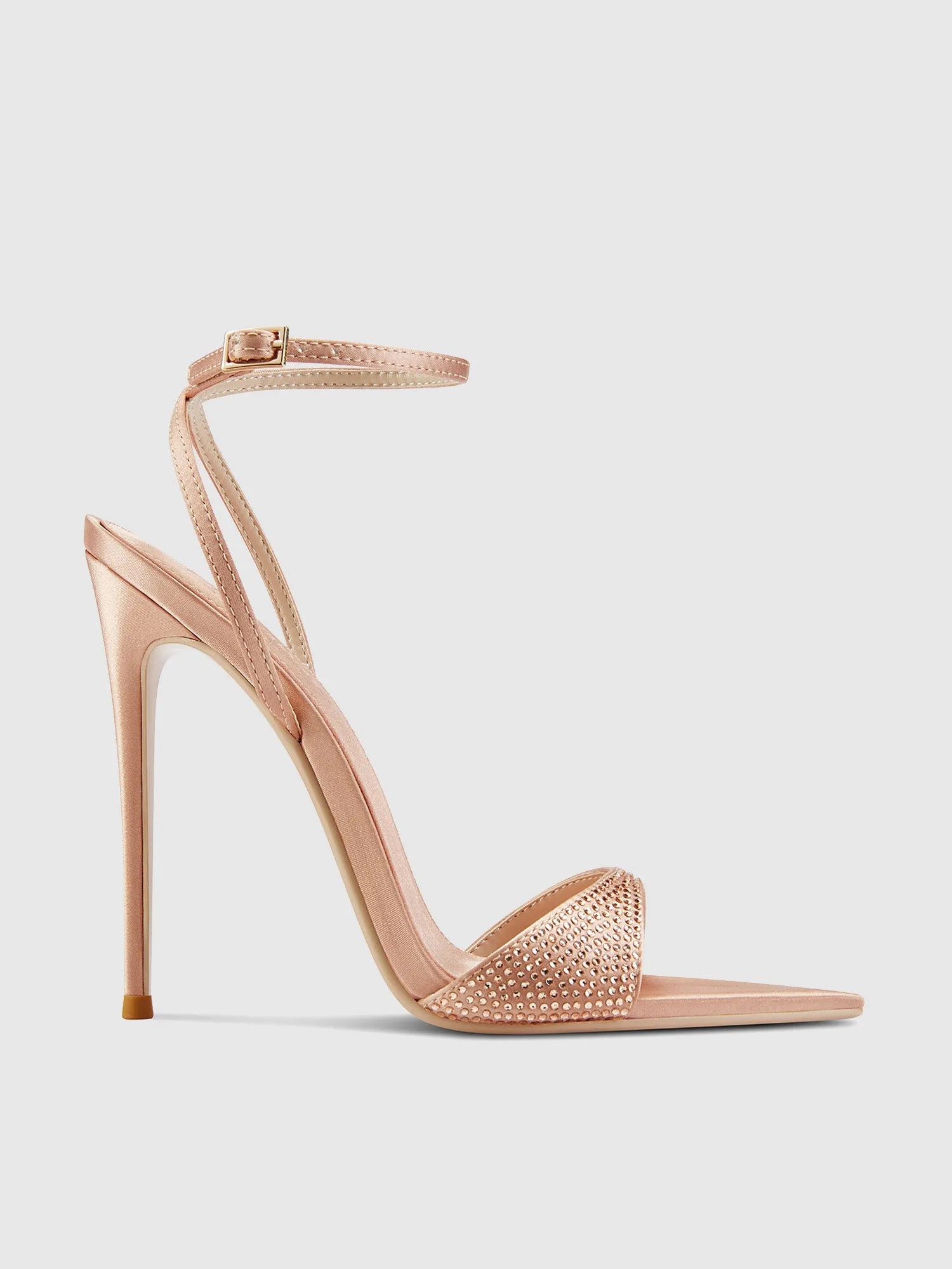 GG Heel Satin - Nude Crystal