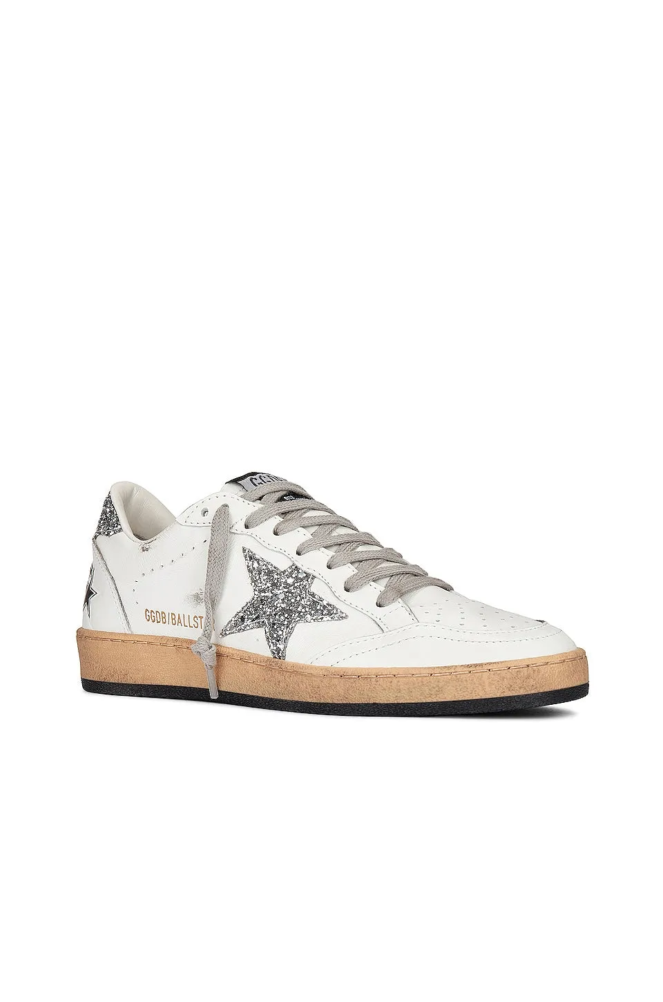 Golden Goose Ball Star Sneakers, White & Silver