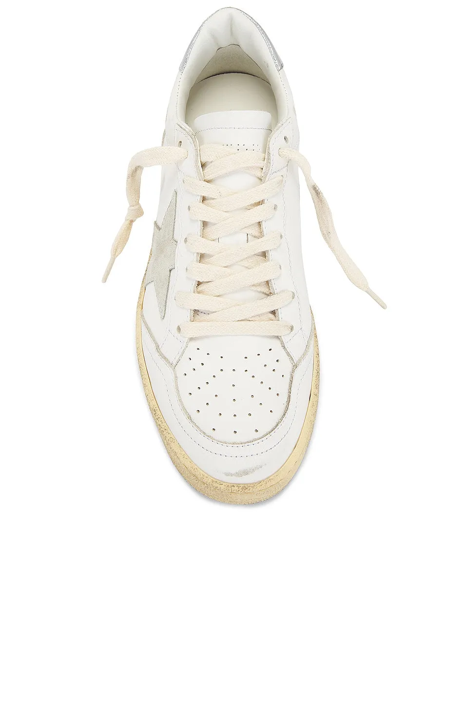 Golden Goose Ball Star Sneakers, White, Ice, & Silver