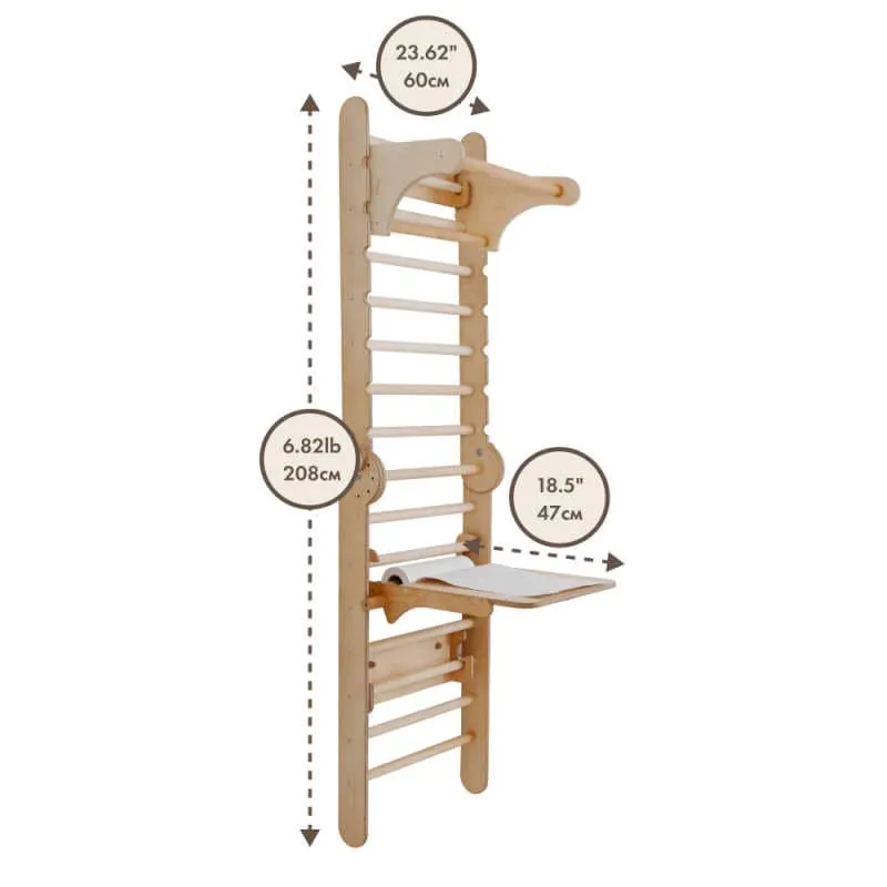 Goodevas 5 in 1: Wooden Swedish Wall Bar Set for Children