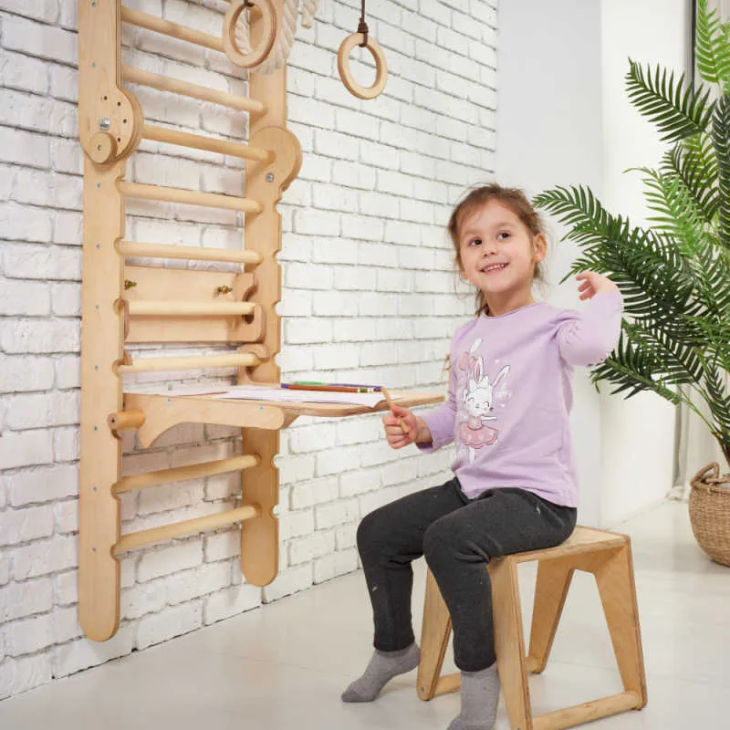 Goodevas 5 in 1: Wooden Swedish Wall Bar Set for Children