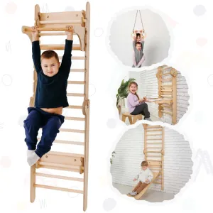 Goodevas 5 in 1: Wooden Swedish Wall Bar Set for Children