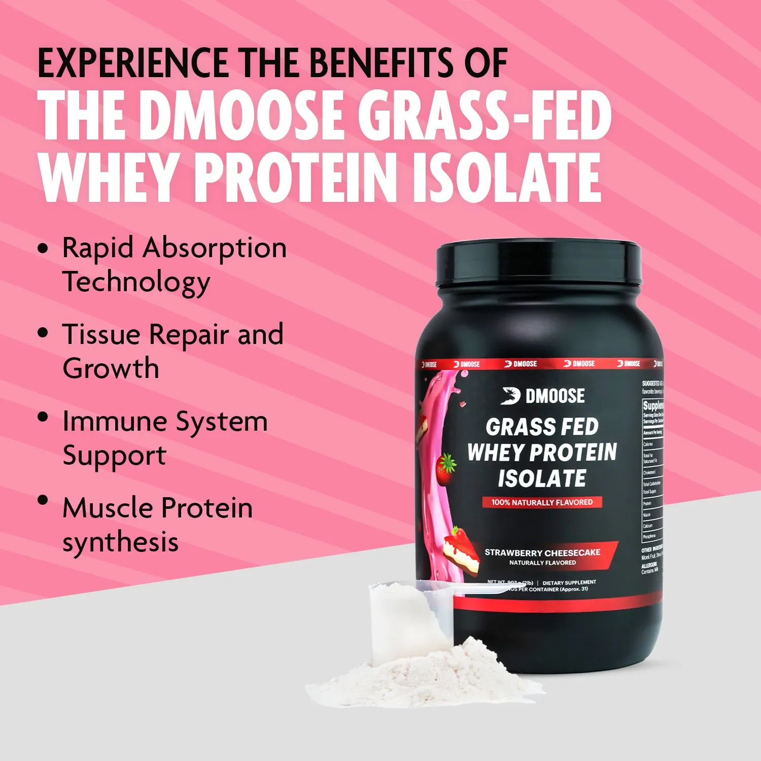 Grass-Fed Whey Protein Isolate - Pure, Natural, High Protein