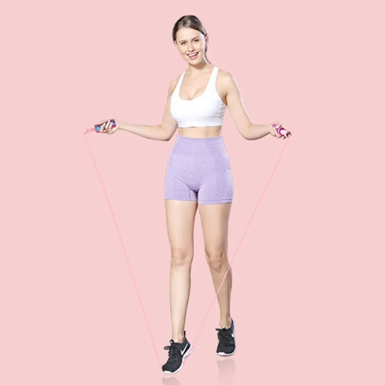 H8010 Weight Bearing Rope Skipping Fitness Equipment(PVC Rope Pink)