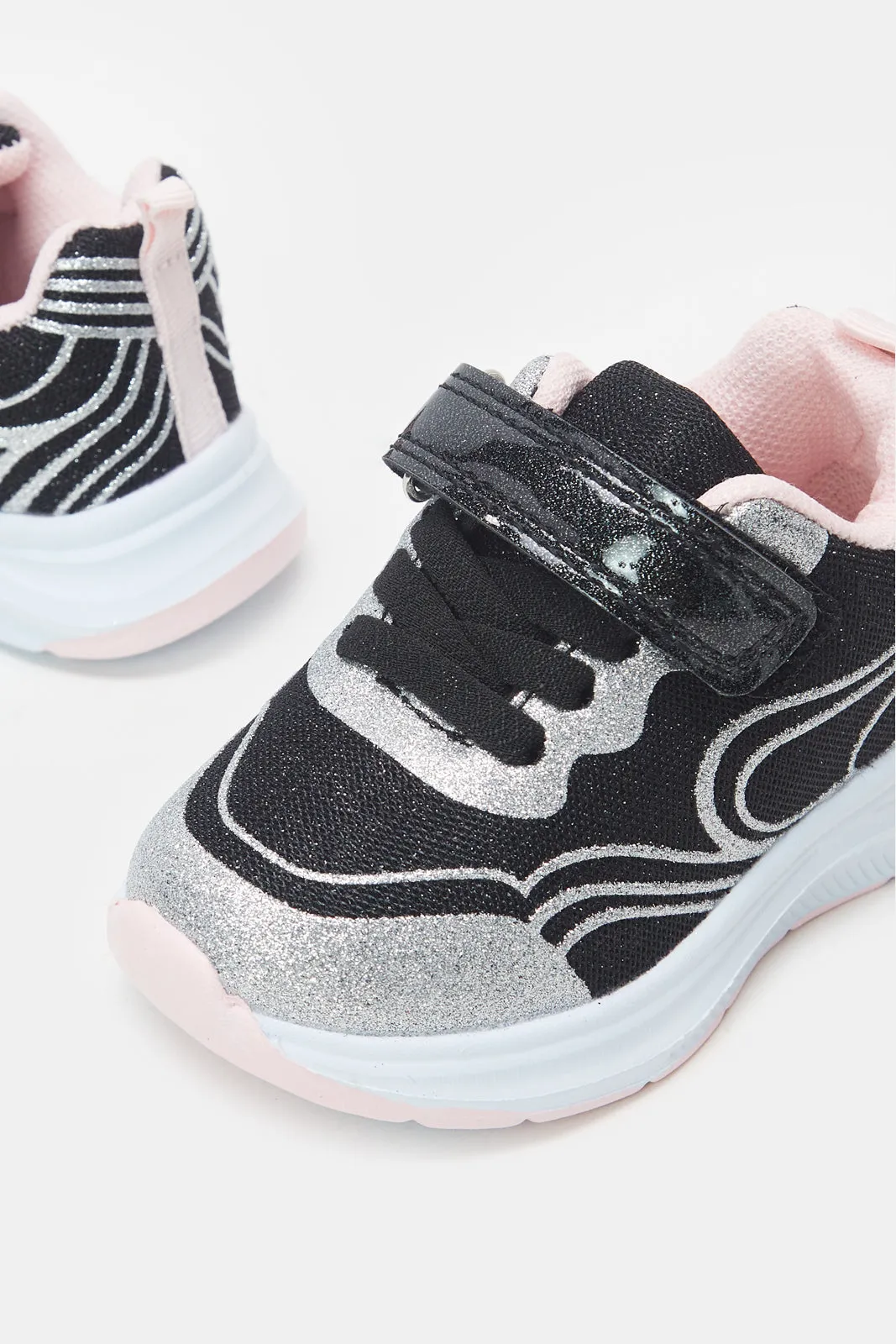 Infant Girls Black Velcro Trainers