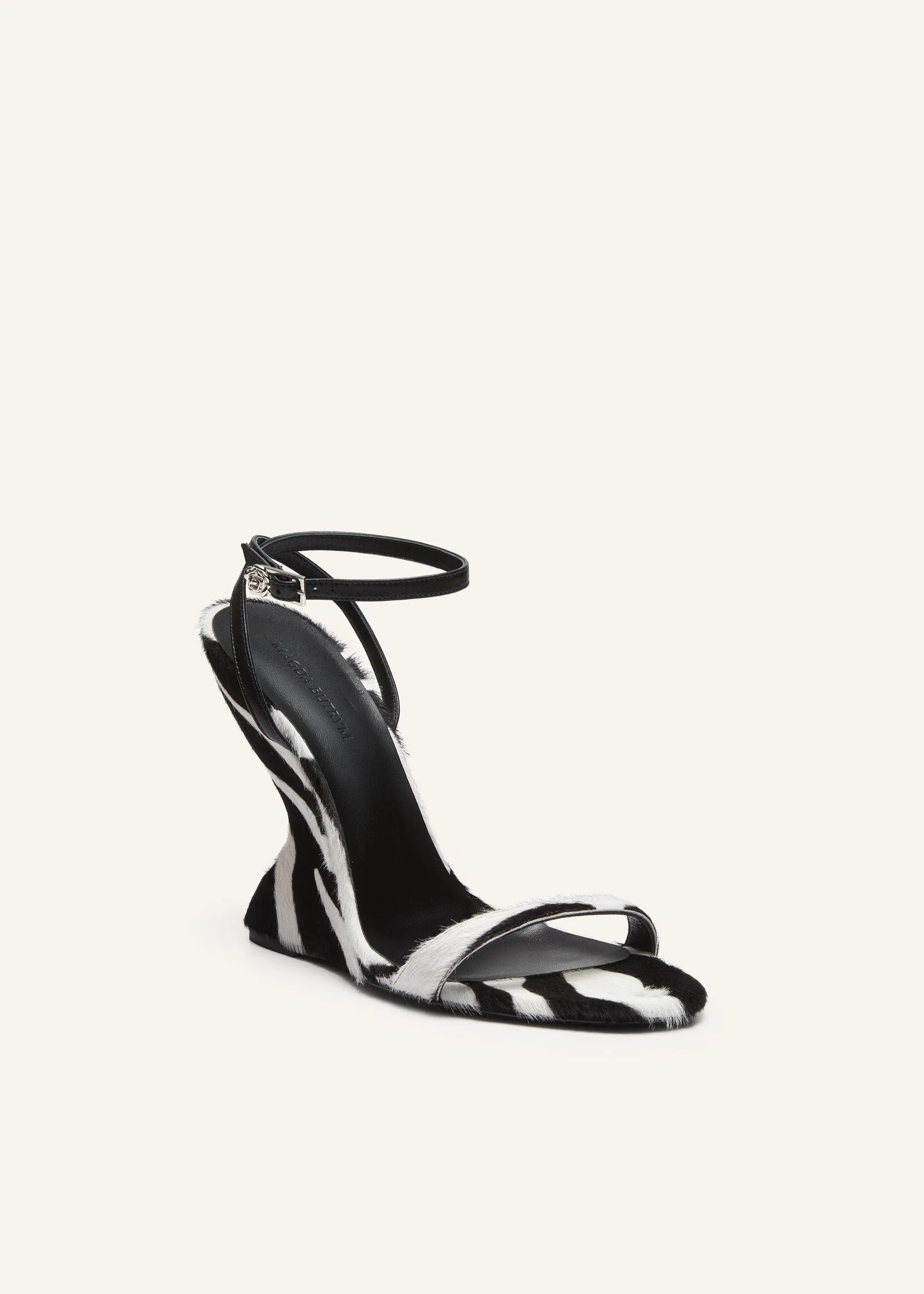 Inverted wedge strappy sandals in zebra