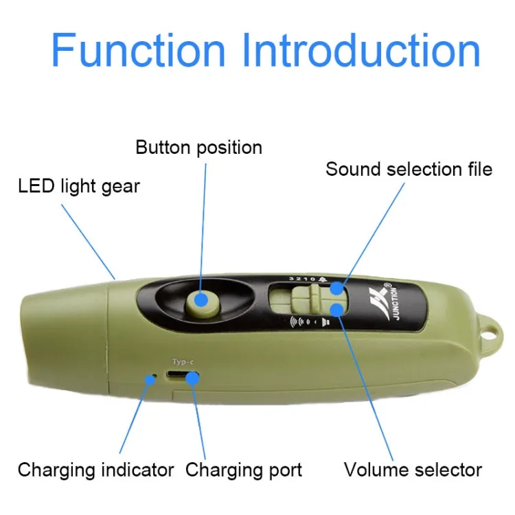 JUNCTION USB Charging High Decibel Traffic Command Outdoor Training Whistle with Lighting Function(Green)