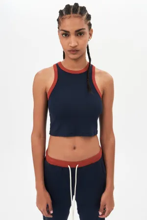 Kiki Crop Rib Tank, Indigo/Rum