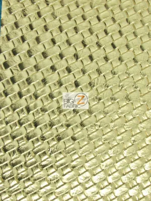 Lattice Basket Weave Upholstery Vinyl Fabric / Gold / Sold By The Yard