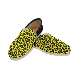 Lemon Leopard Women's Canvas Slip On Shoes