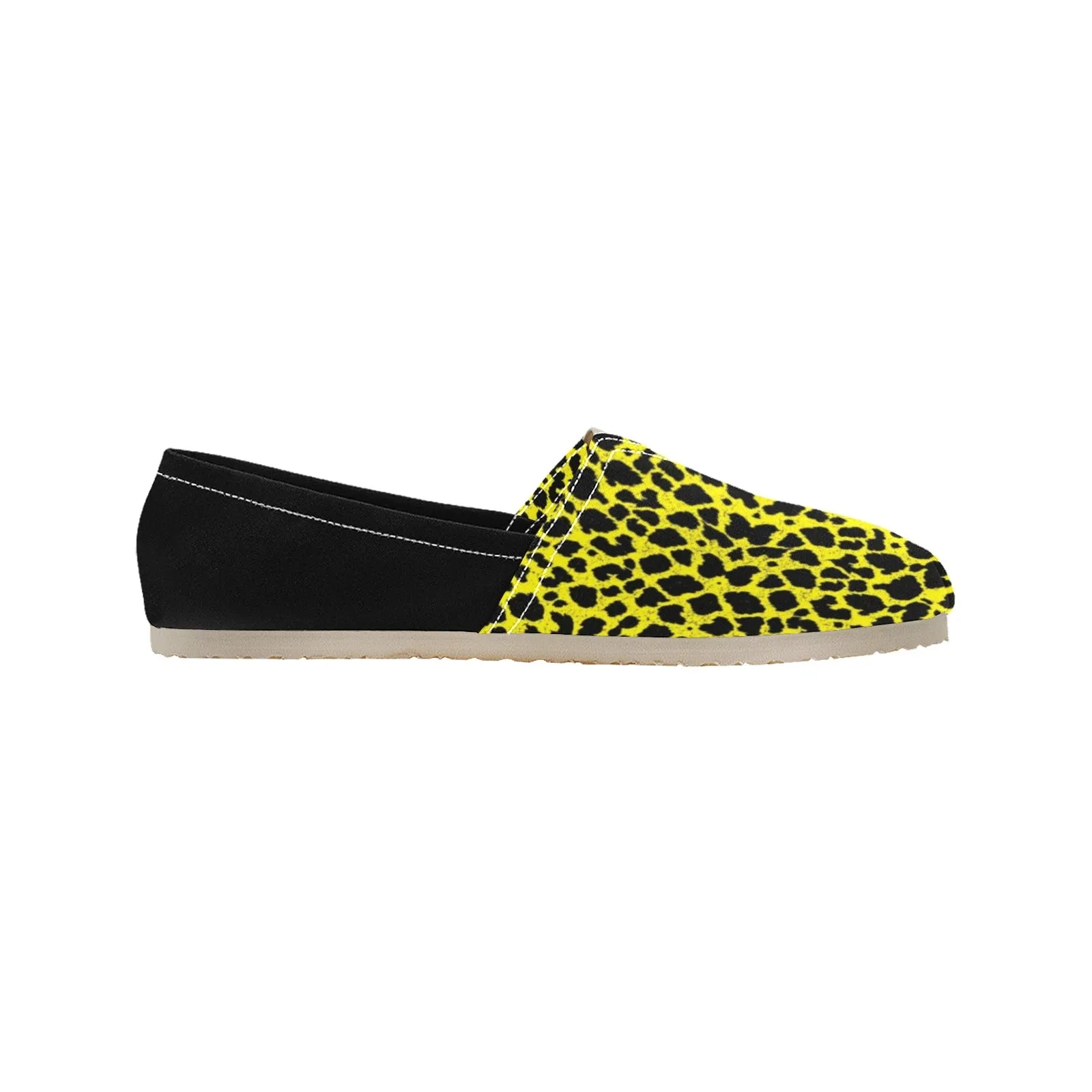 Lemon Leopard Women's Canvas Slip On Shoes