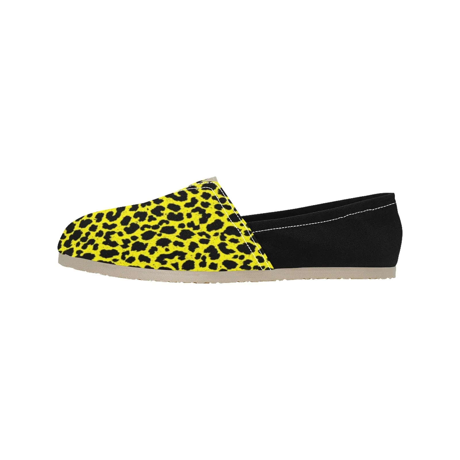 Lemon Leopard Women's Canvas Slip On Shoes