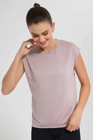 Lilac Double Layered Active T-Shirt For Women