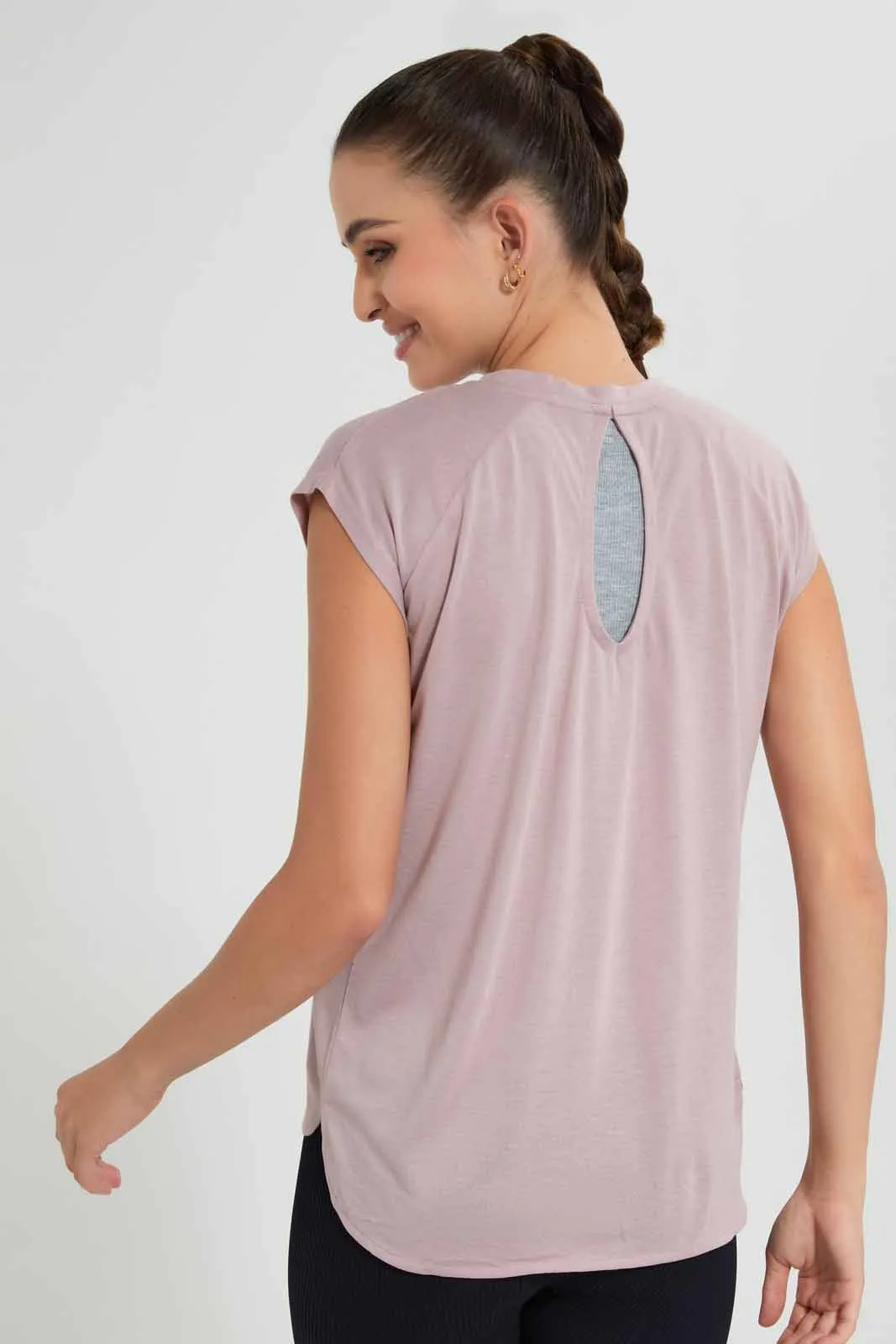 Lilac Double Layered Active T-Shirt For Women