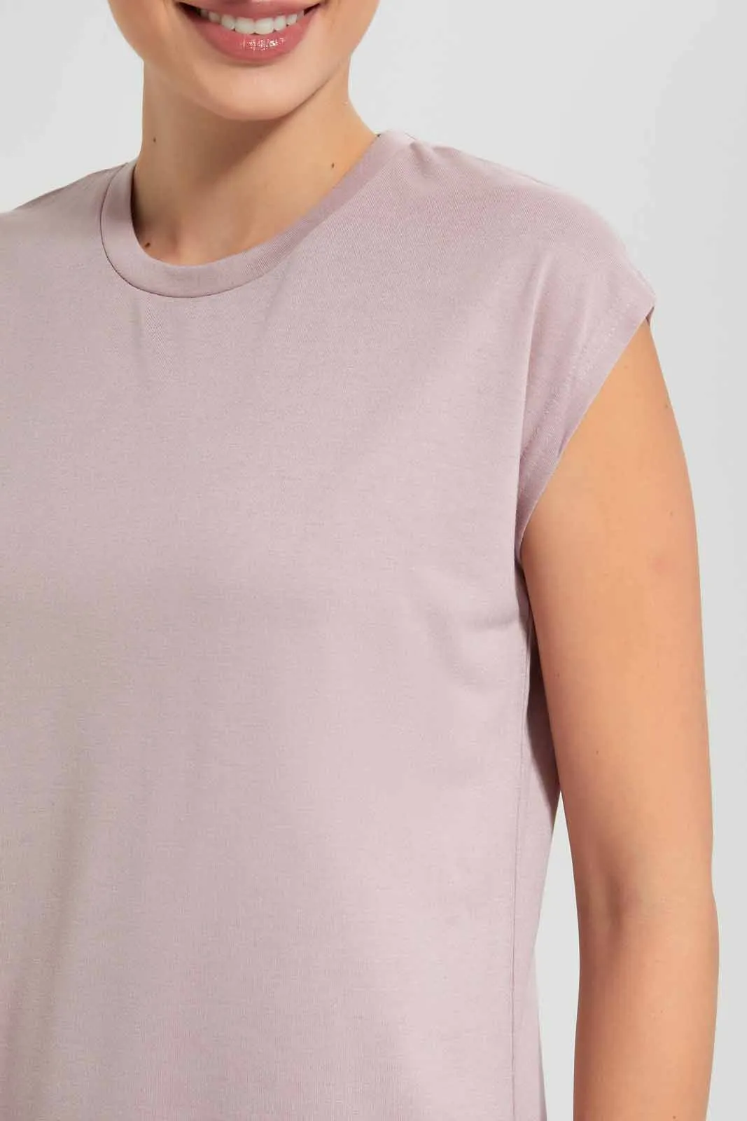 Lilac Double Layered Active T-Shirt For Women