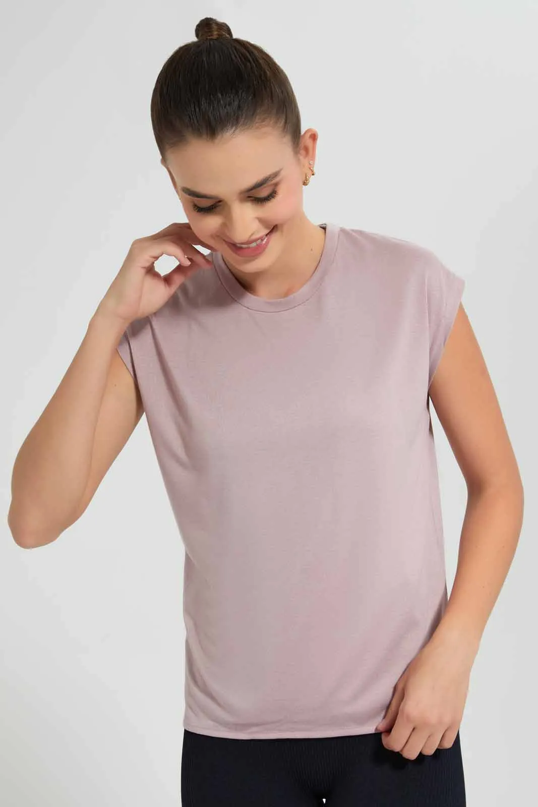 Lilac Double Layered Active T-Shirt For Women