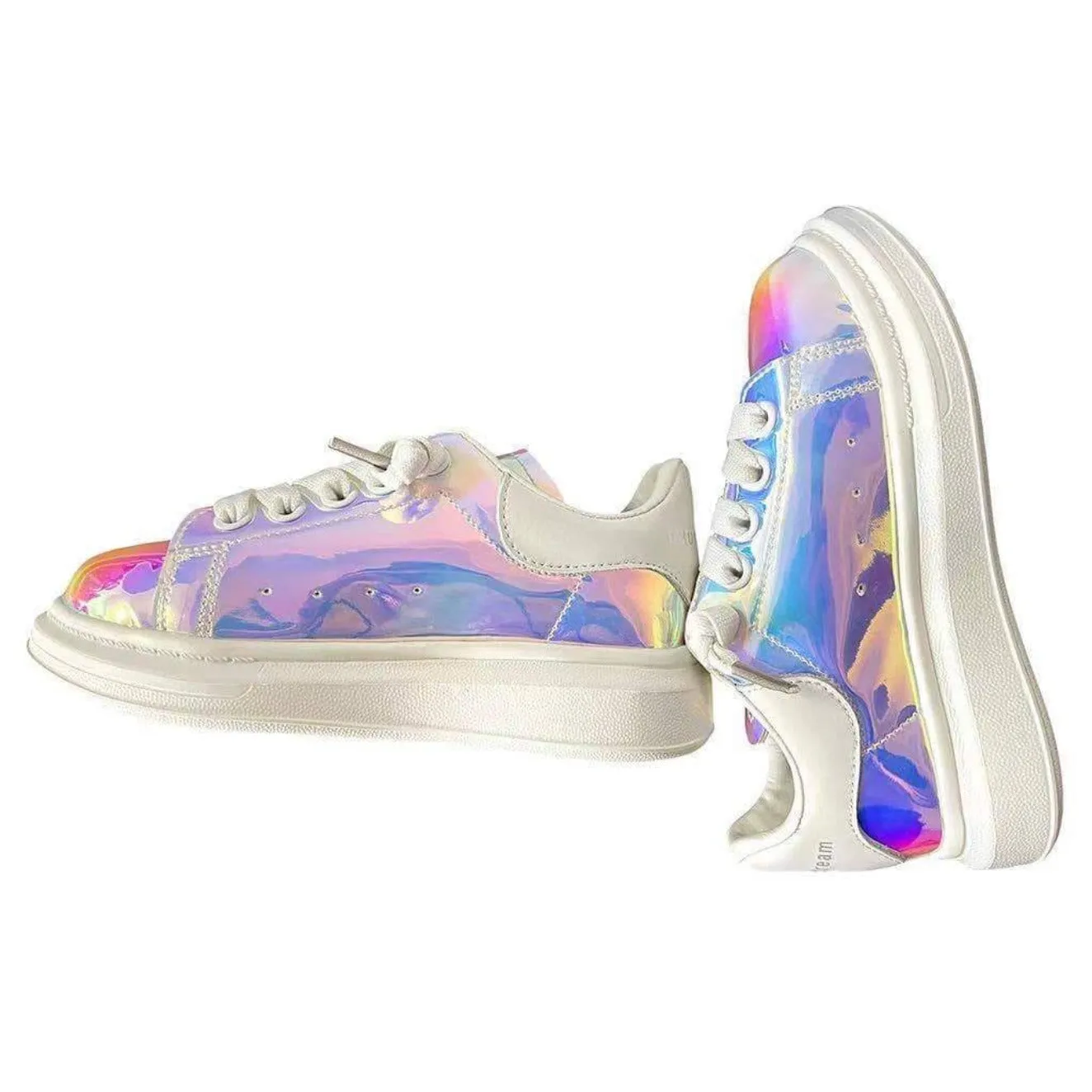 Lola and The Boys Girls Hologram Magic Lace Up Sneakers