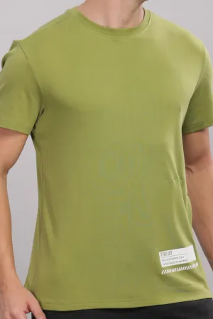 Men's Round neck Pure Cotton gentle T-Shirt-Domin8 (Olive)