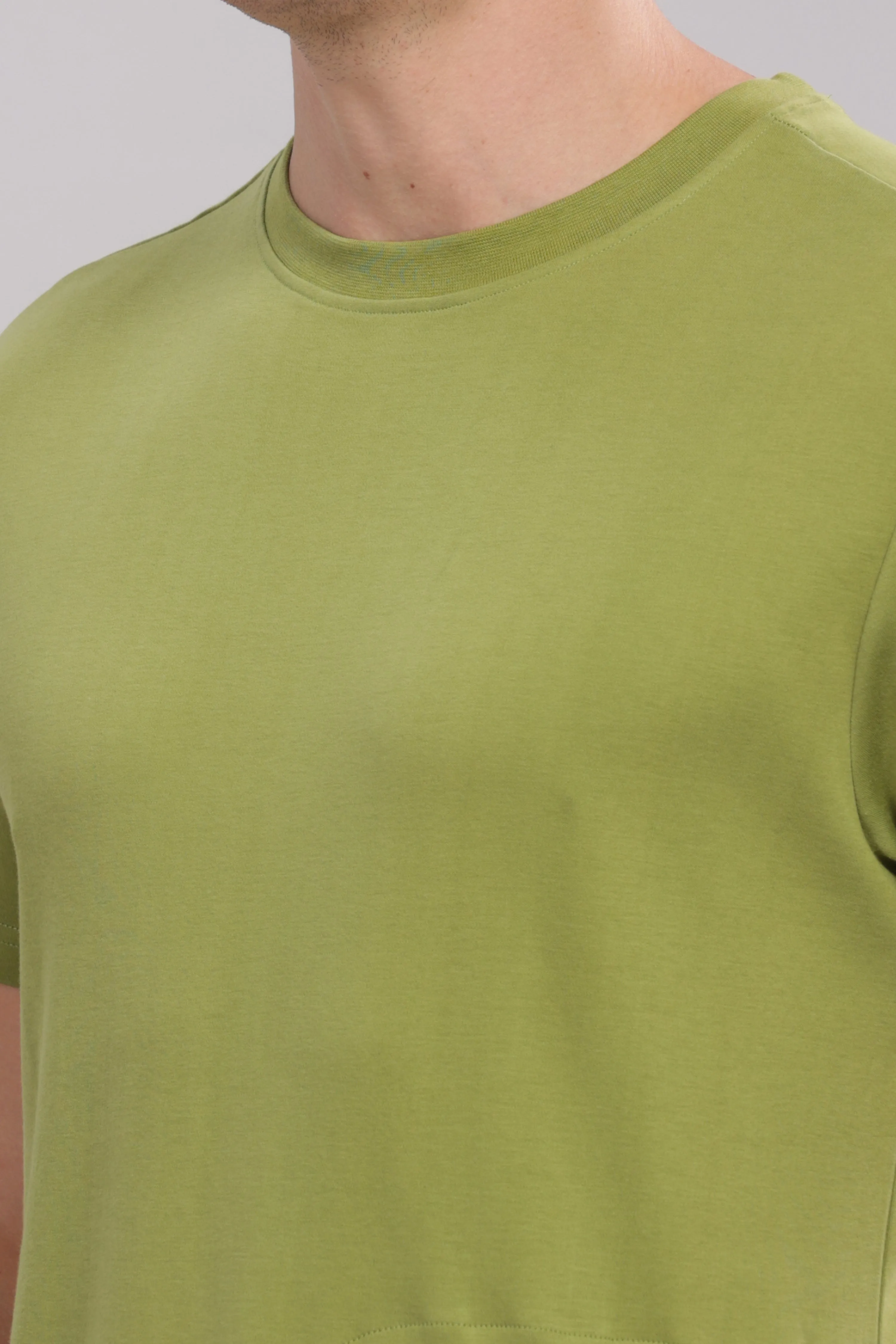 Men's Round neck Pure Cotton gentle T-Shirt-Domin8 (Olive)