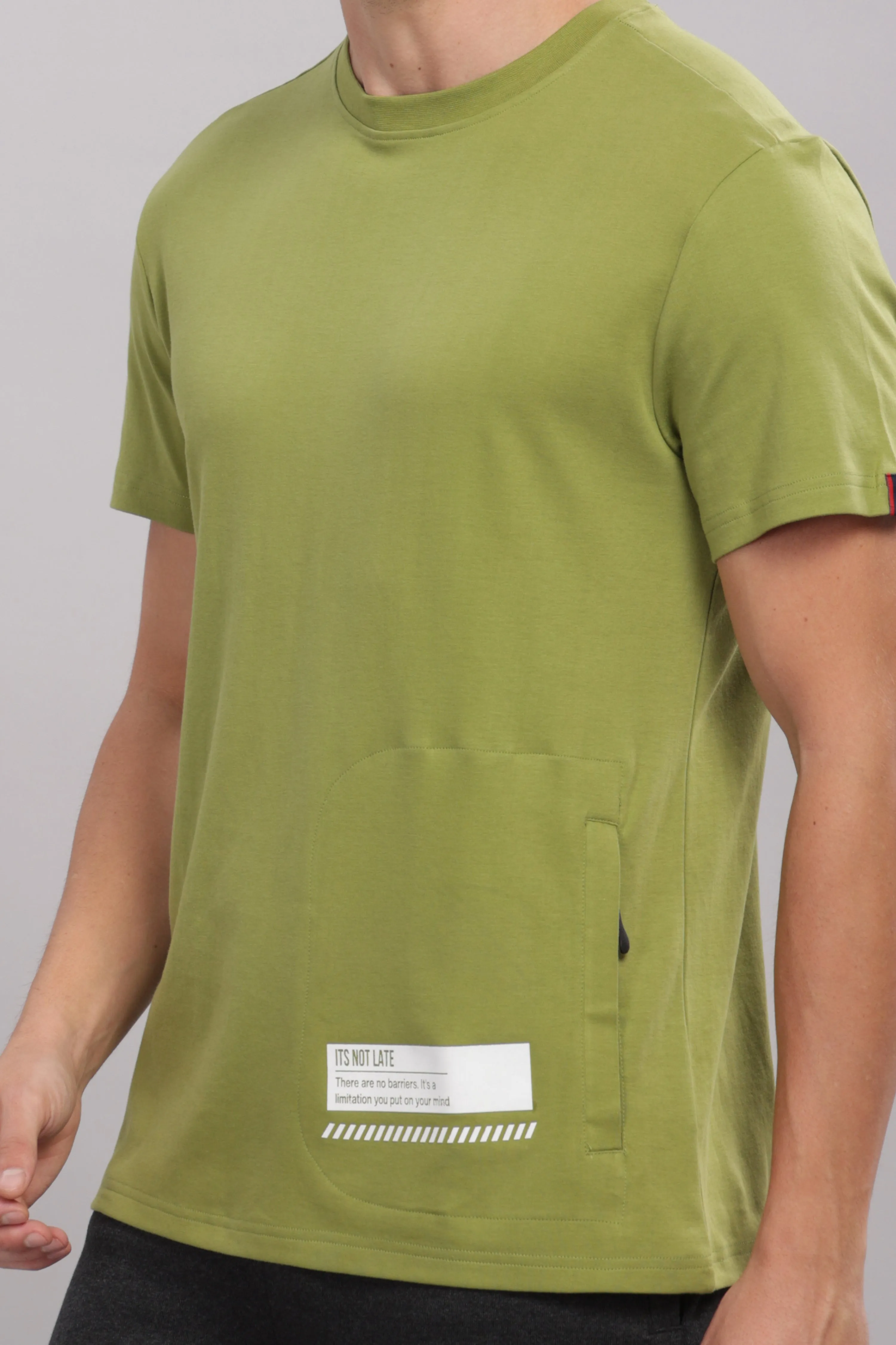 Men's Round neck Pure Cotton gentle T-Shirt-Domin8 (Olive)