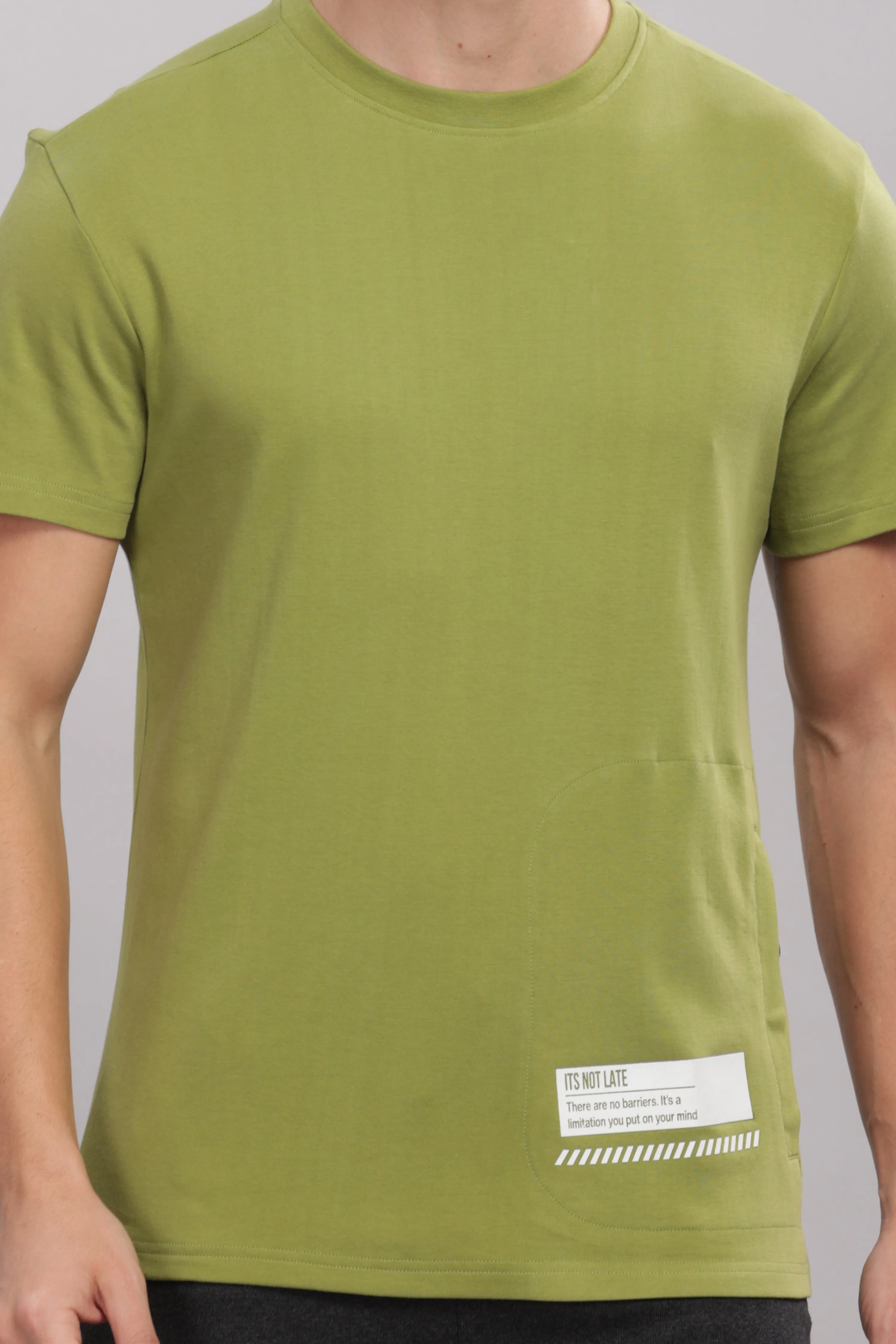 Men's Round neck Pure Cotton gentle T-Shirt-Domin8 (Olive)