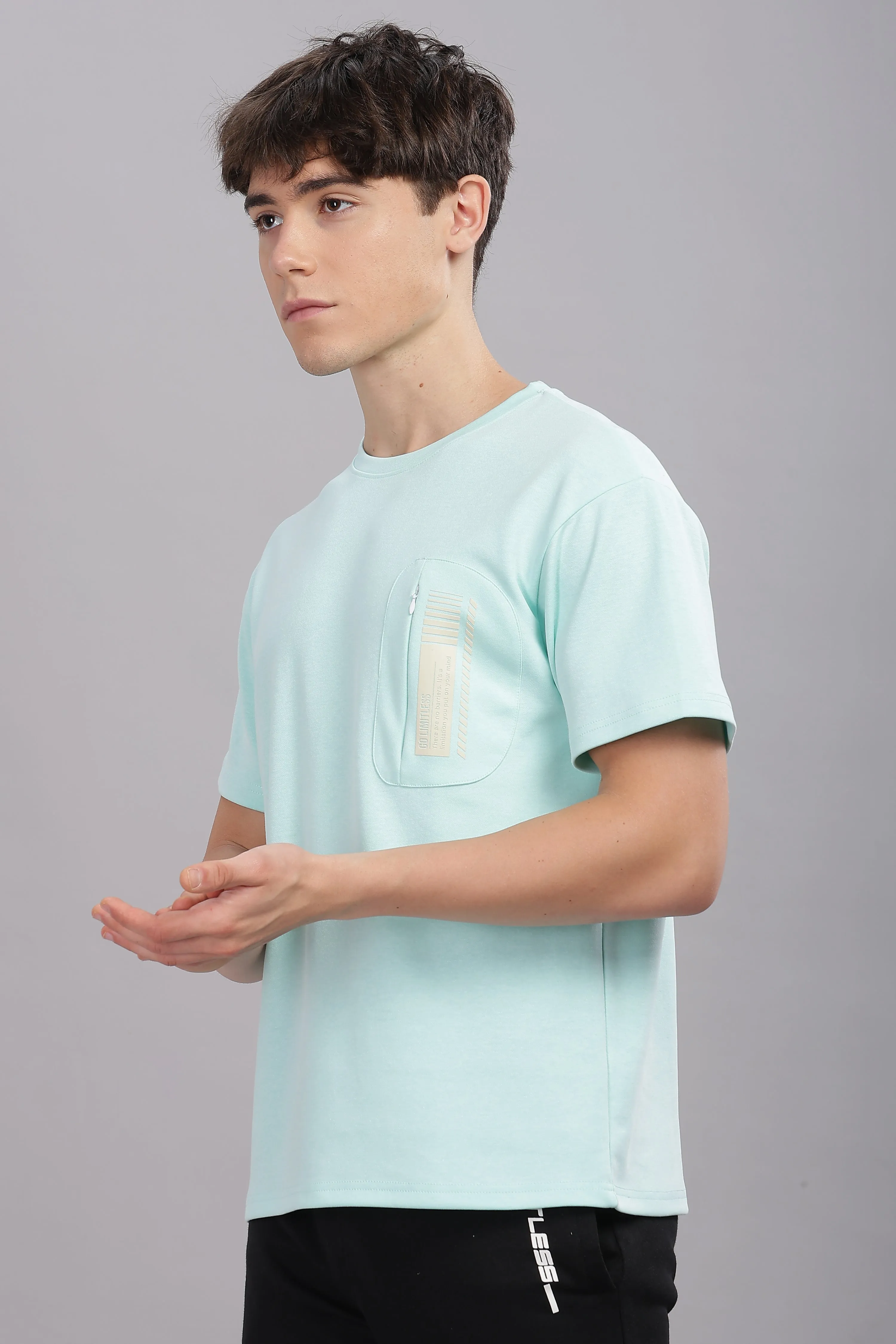 Men’s Round Neck soft cotton shrinkage resistant stretchable T Shirt-Domin8(MINT GREEN)