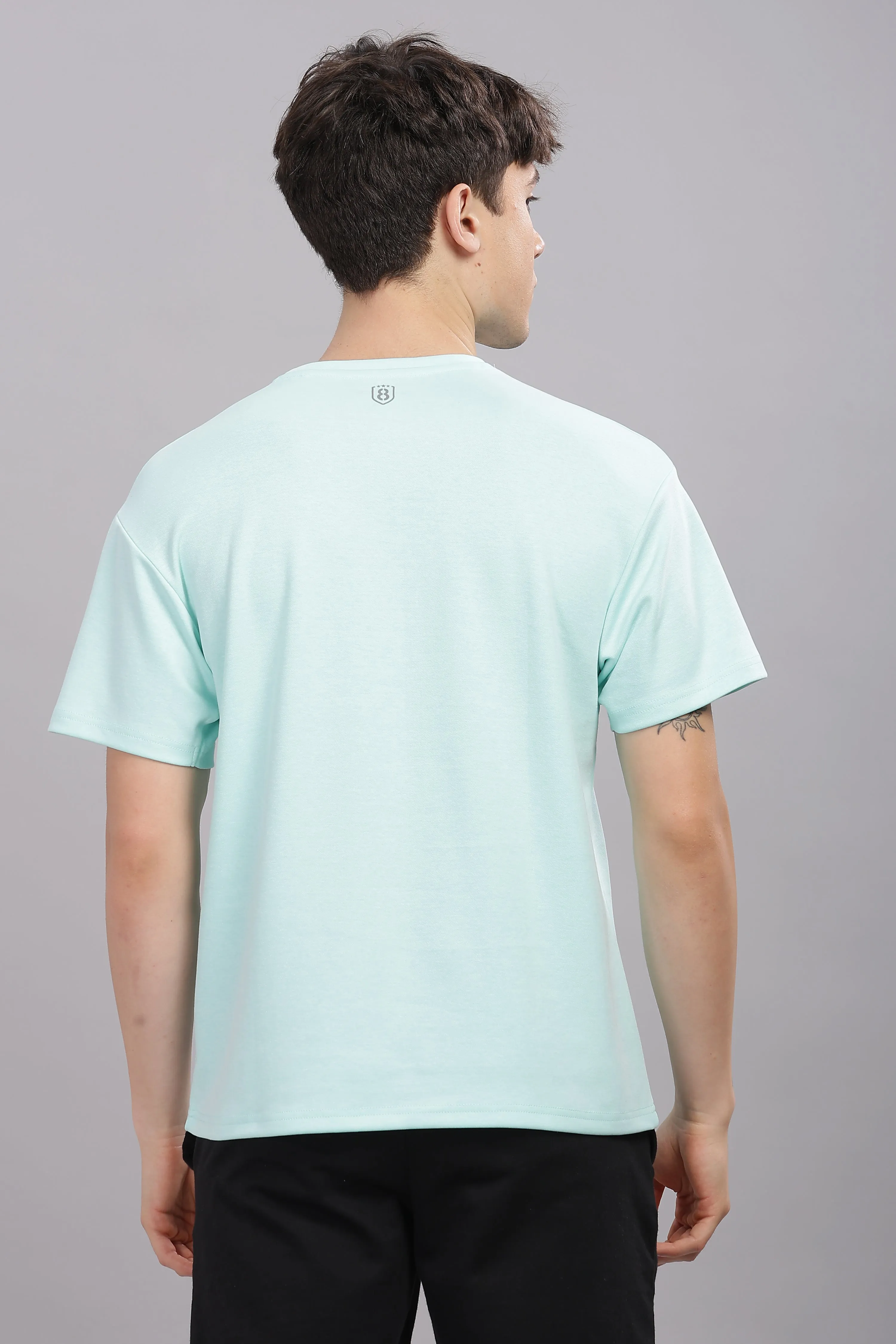 Men’s Round Neck soft cotton shrinkage resistant stretchable T Shirt-Domin8(MINT GREEN)