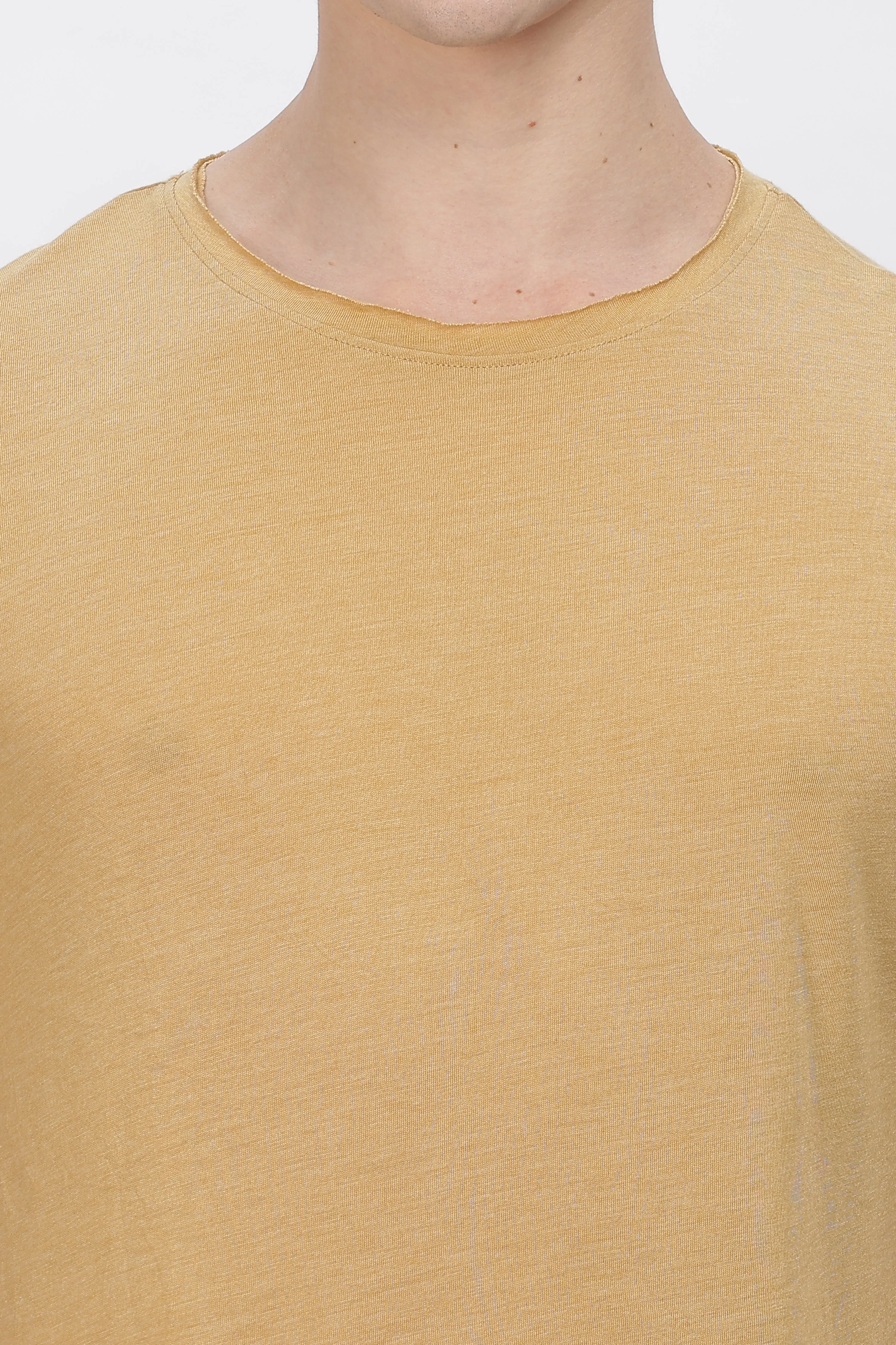 Men's Tencil Polyester Ultra Soft and Smooth Sustainable T-shirt ( Mustard Yellow)