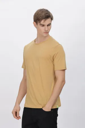 Men's Tencil Polyester Ultra Soft and Smooth Sustainable T-shirt ( Mustard Yellow)