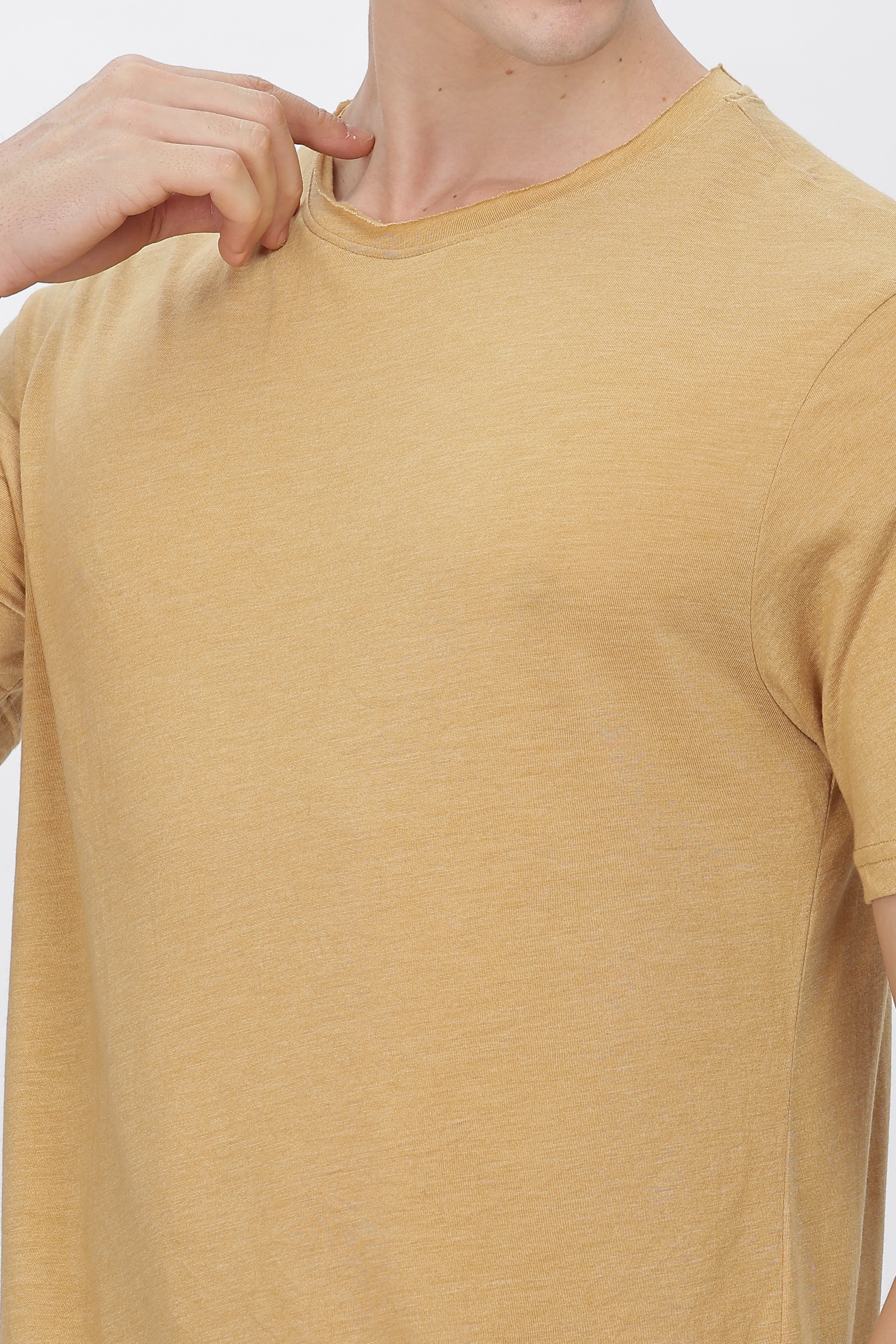 Men's Tencil Polyester Ultra Soft and Smooth Sustainable T-shirt ( Mustard Yellow)