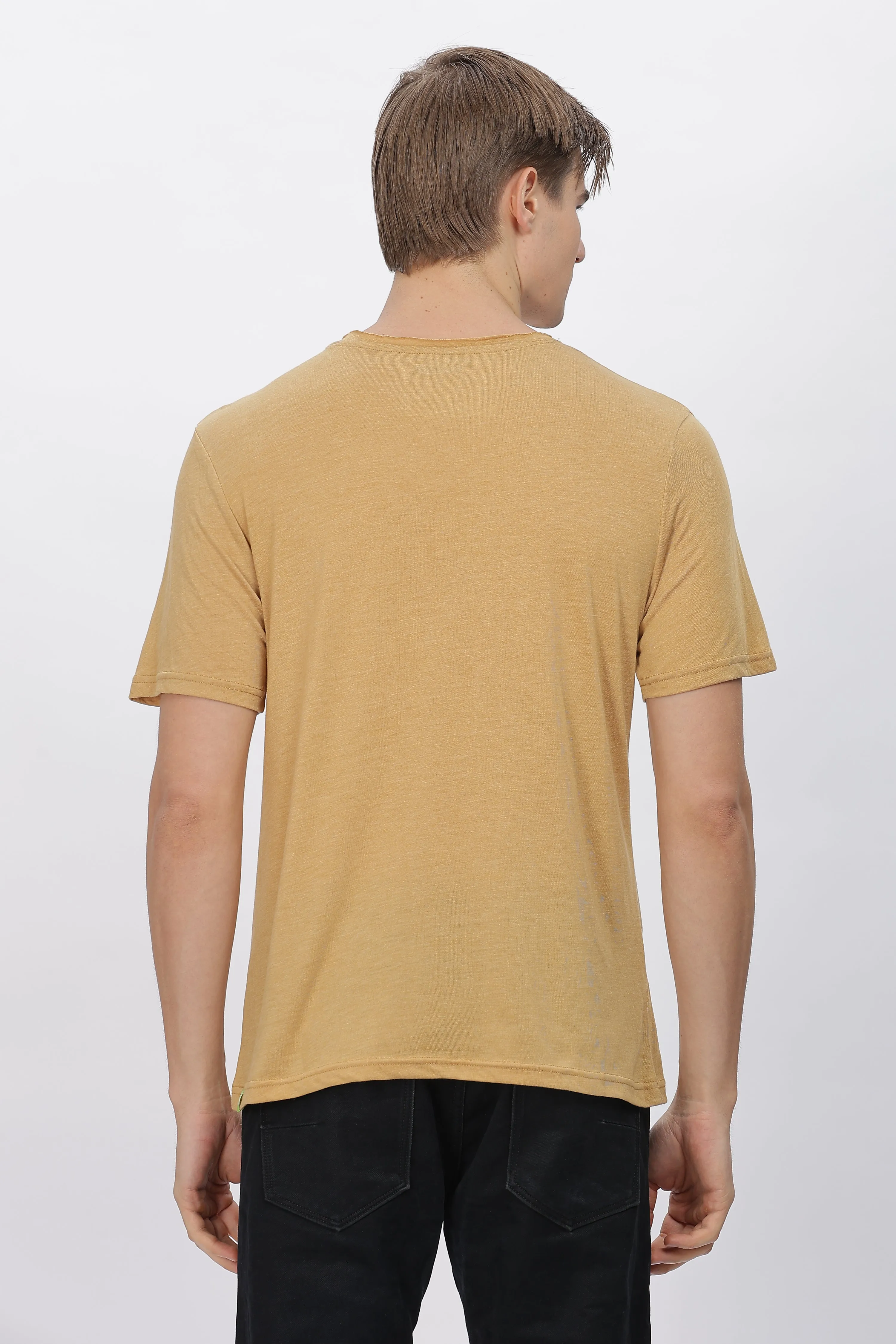 Men's Tencil Polyester Ultra Soft and Smooth Sustainable T-shirt ( Mustard Yellow)