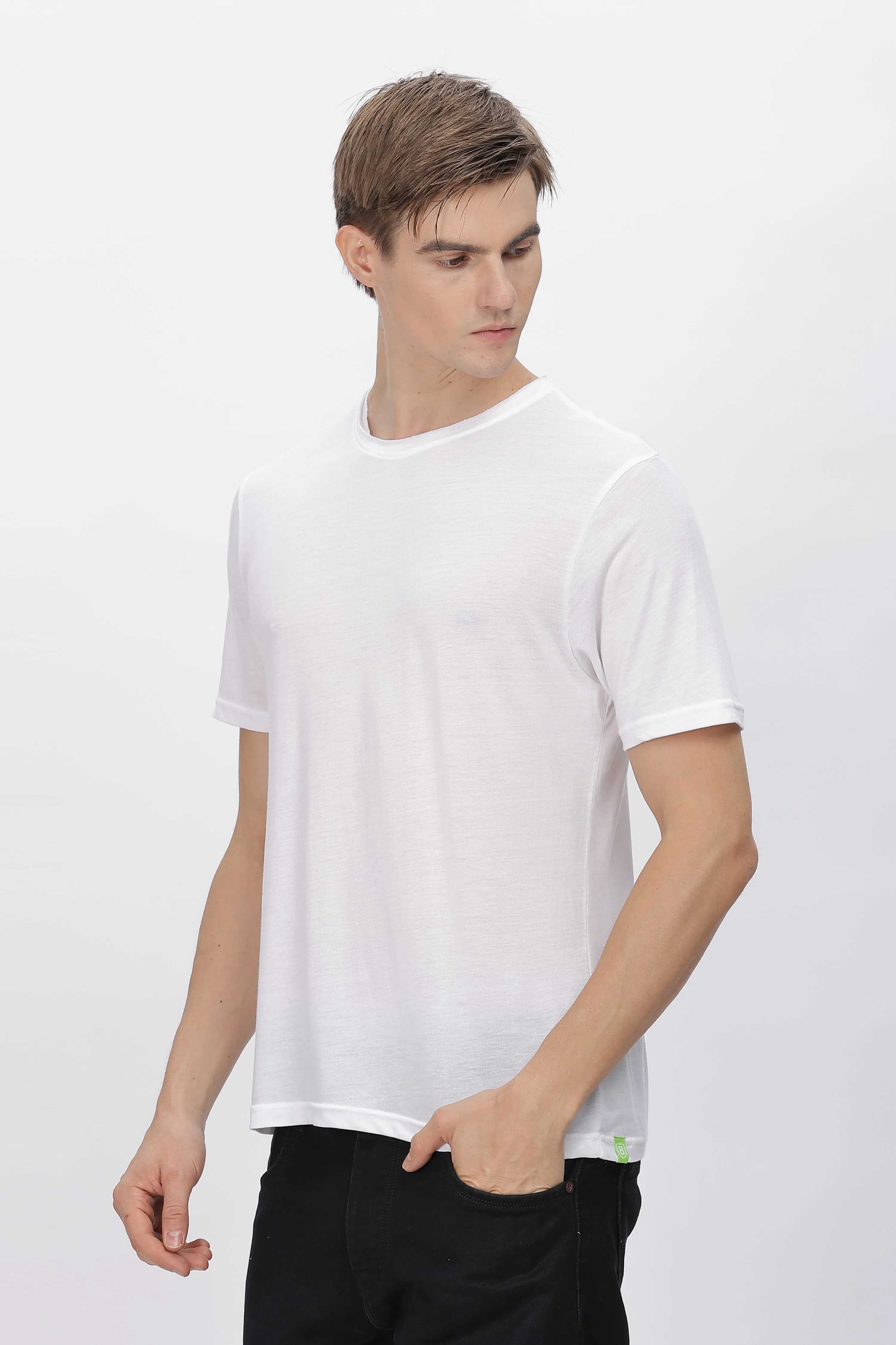 Men's Tencil Polyester Ultra Soft and Smooth Sustainable T-shirt (White)