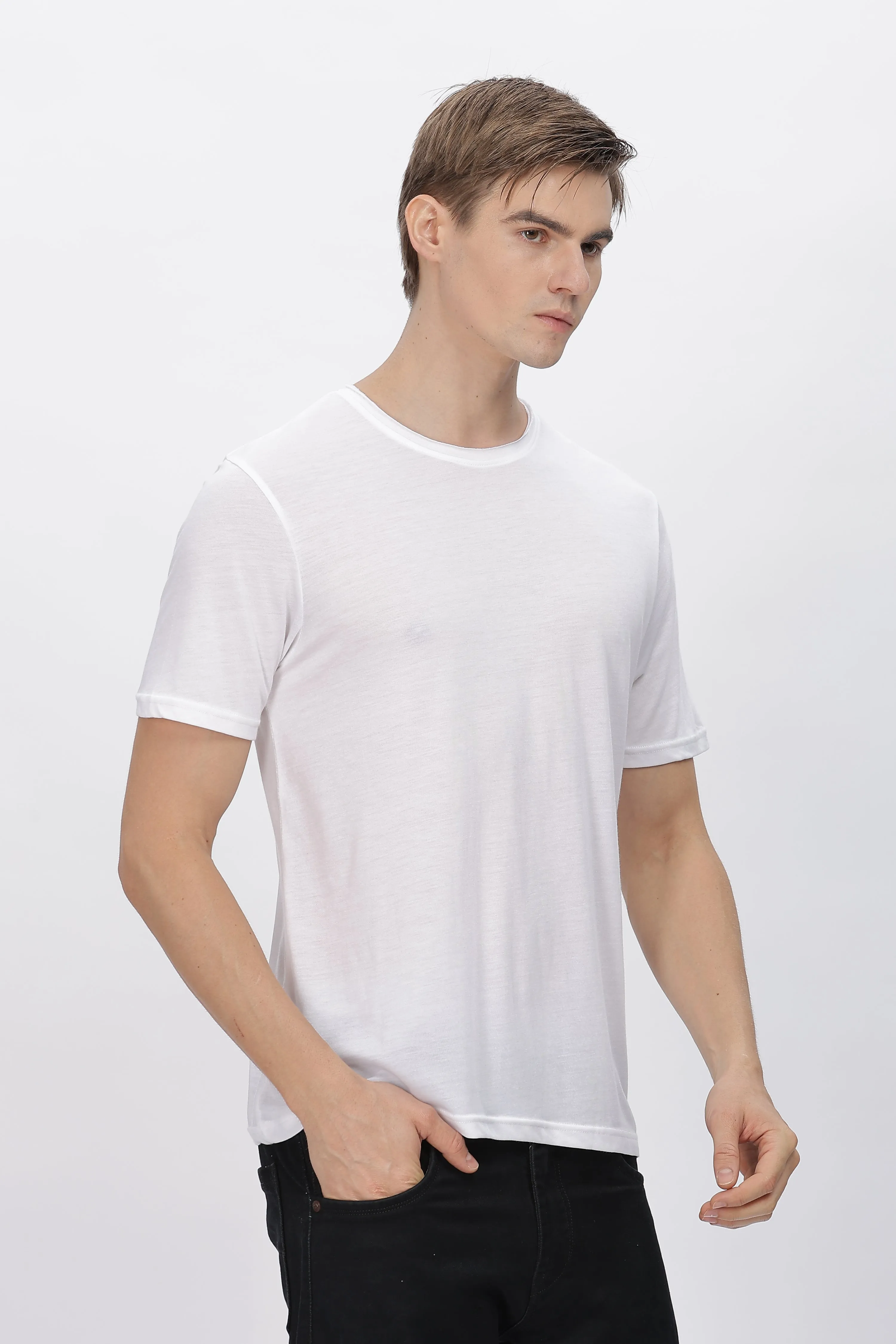 Men's Tencil Polyester Ultra Soft and Smooth Sustainable T-shirt (White)