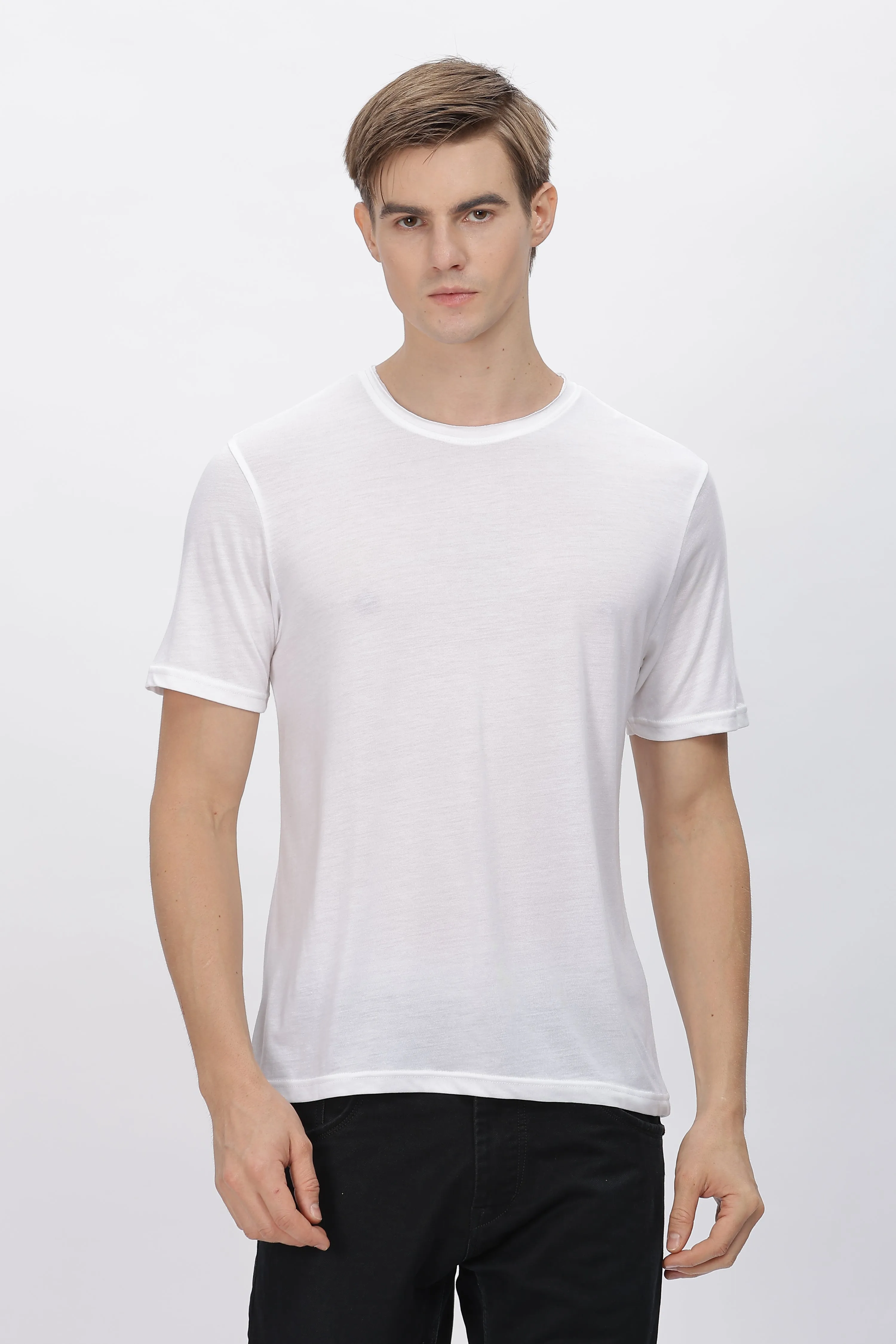 Men's Tencil Polyester Ultra Soft and Smooth Sustainable T-shirt (White)