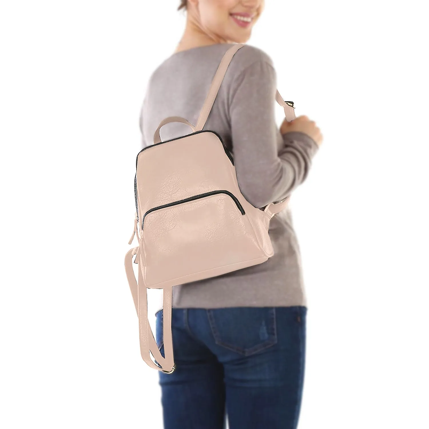 Mona B Convertible Daypack for Offices Schools and Colleges with Stylish Design for Women: Nude