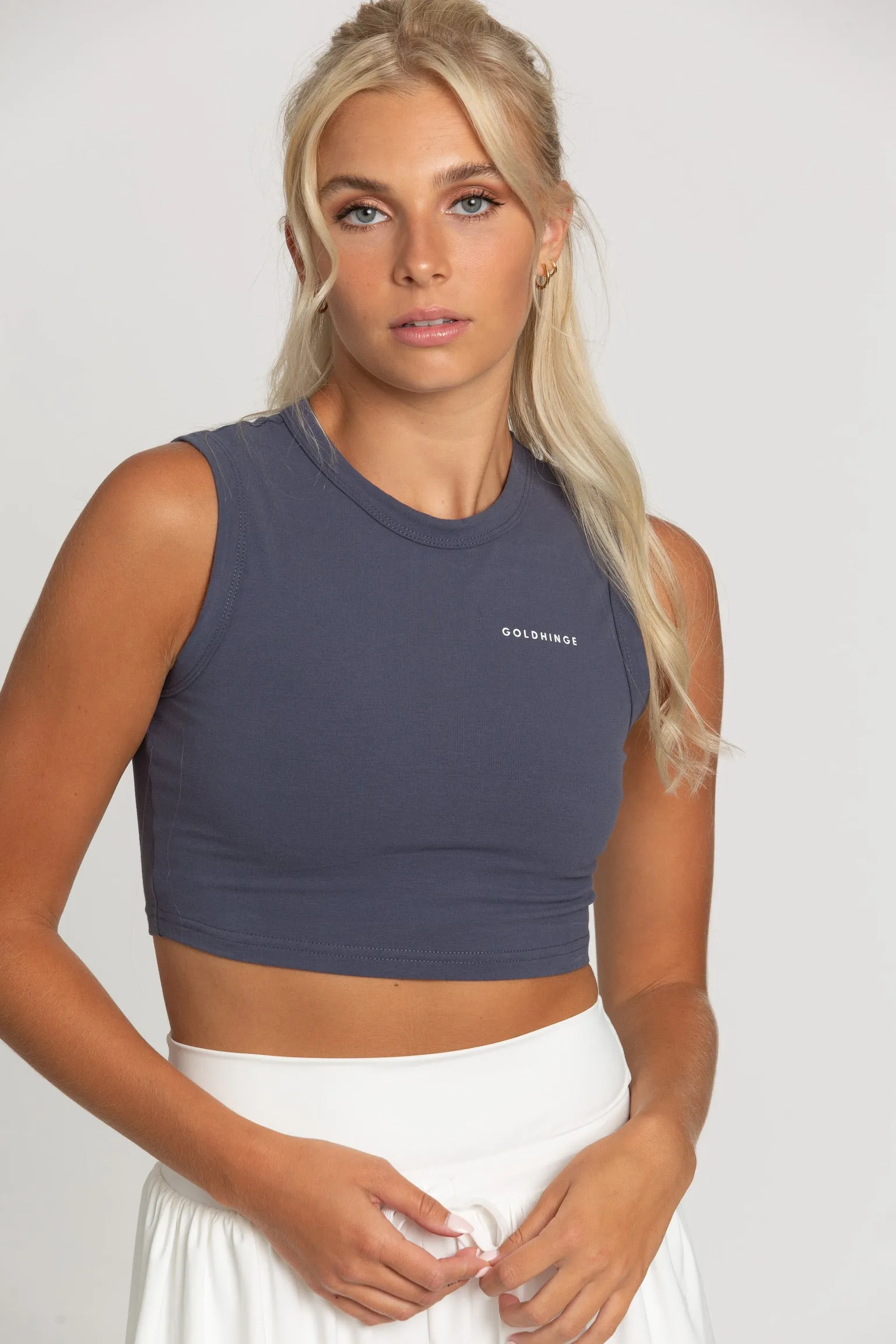 Navy Sleeveless Softy Crop Top