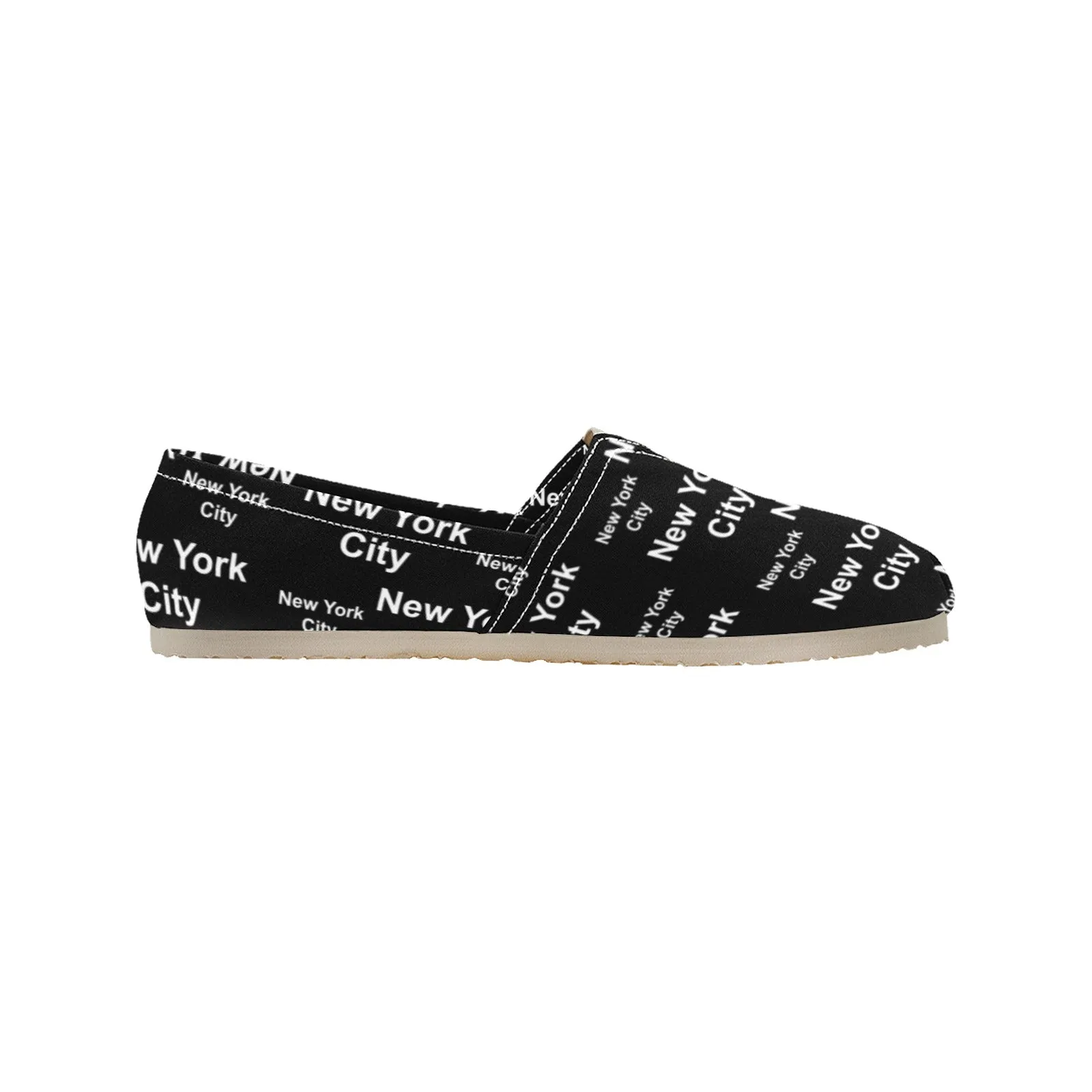 New York City Black Canvas Slip On Shoes