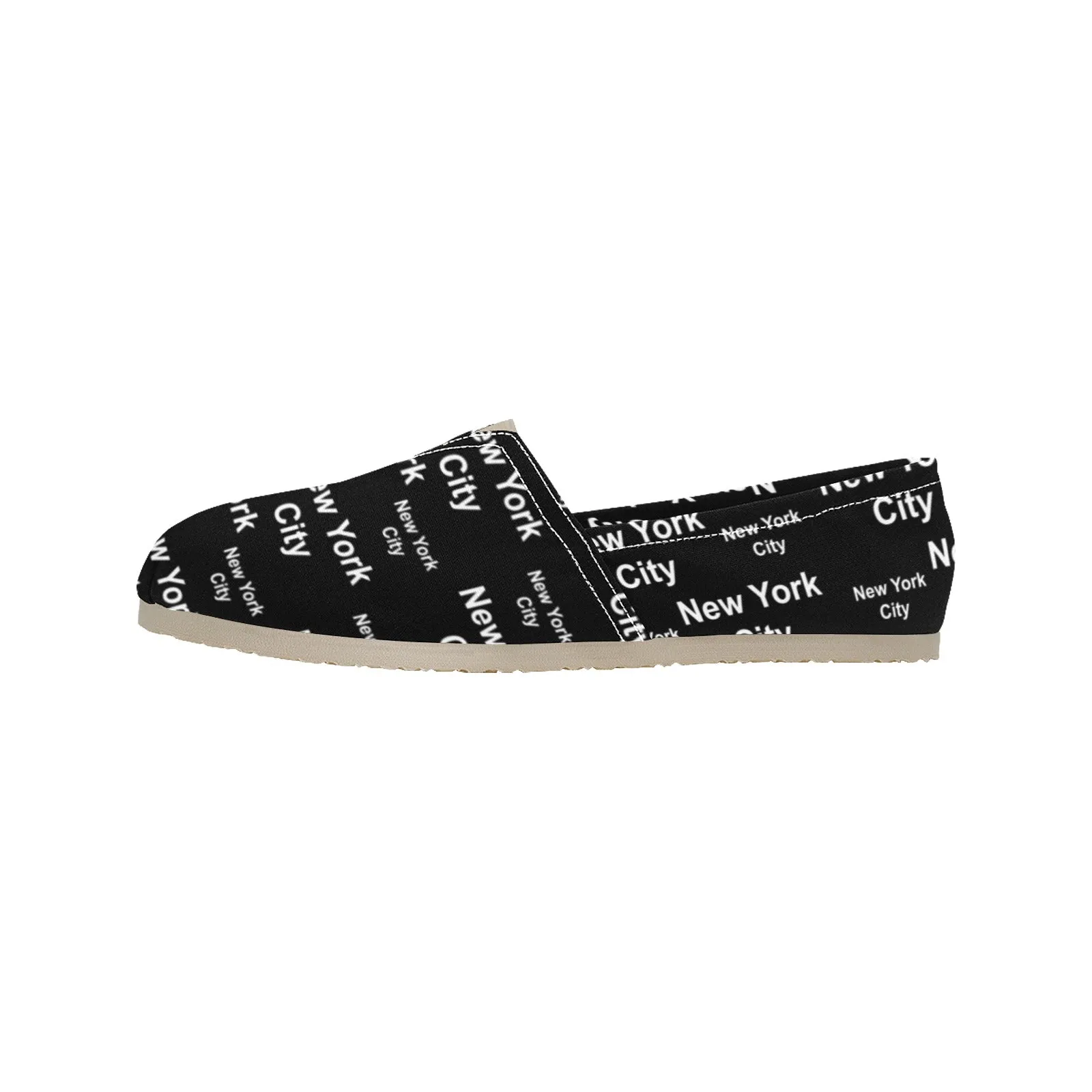 New York City Black Canvas Slip On Shoes