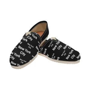 New York City Black Canvas Slip On Shoes