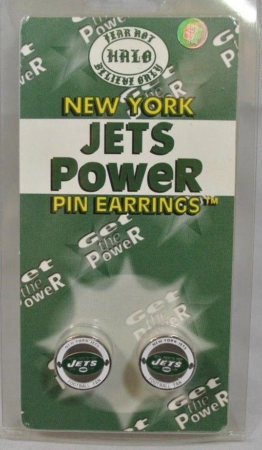 New York Jets Halo Sports Inc. Womens Power Pin Circular Stud Earrings