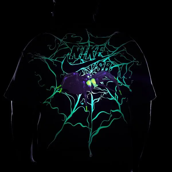 Nike SB OC Spider Glow In The Dark Graphic Skate Tee Plum Dust