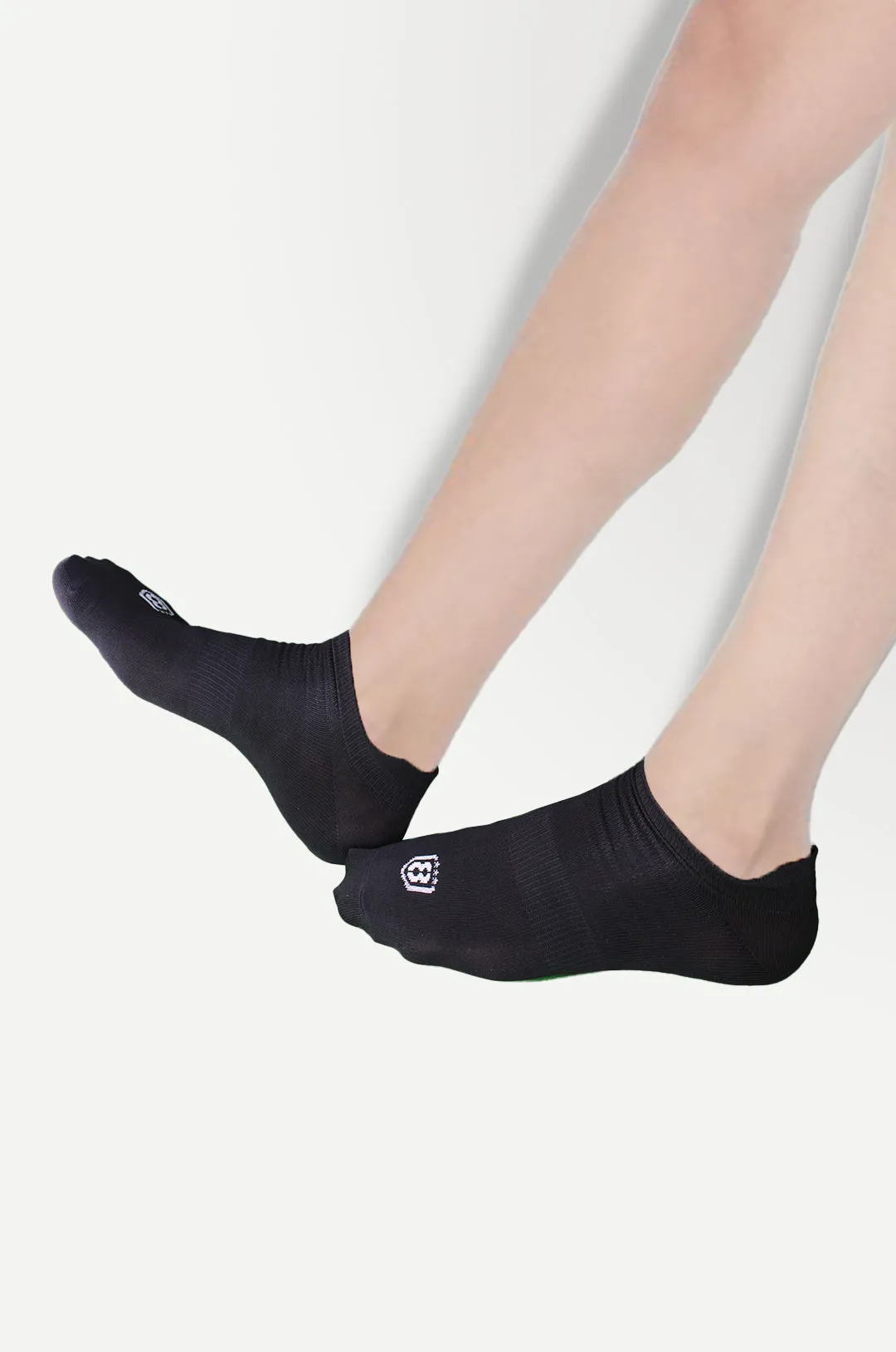 Nylon Low Ankle Socks With Rubber Grip  - Black