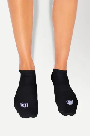 Nylon Low Ankle Socks With Rubber Grip  - Black