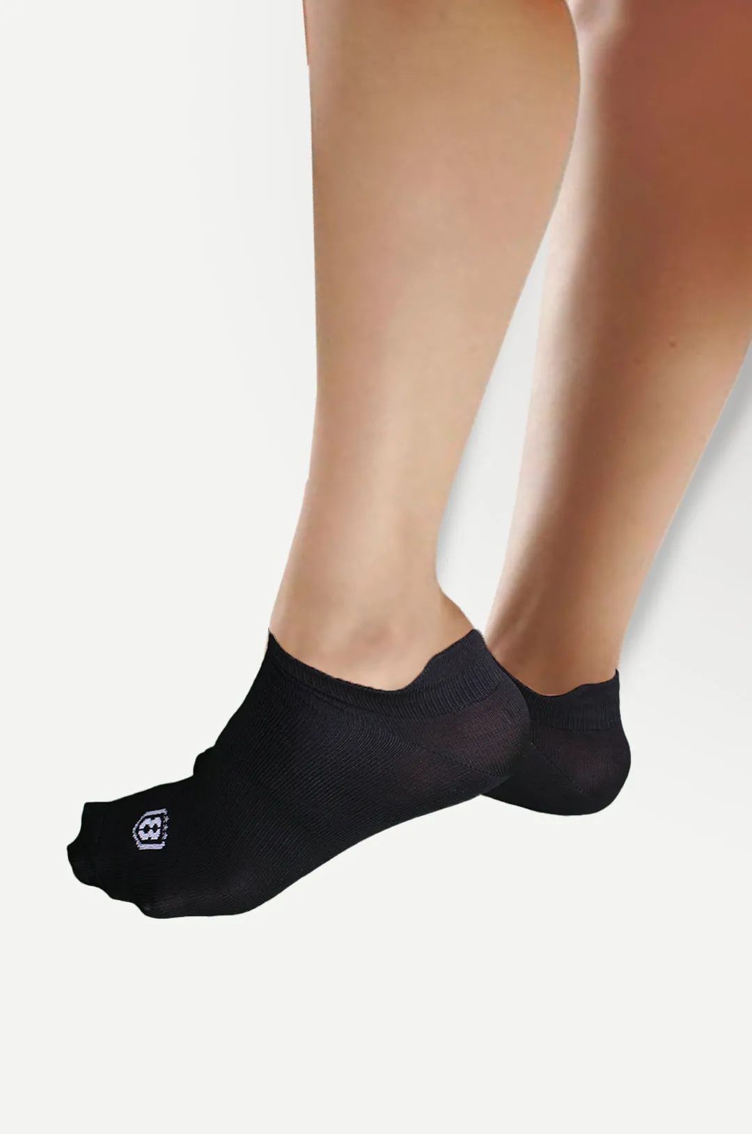 Nylon Low Ankle Socks With Rubber Grip  - Black